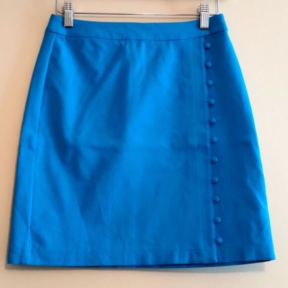 NWOT Loft Bright Blue Size Button Down Skirt Size 6 - Picture 3 of 13